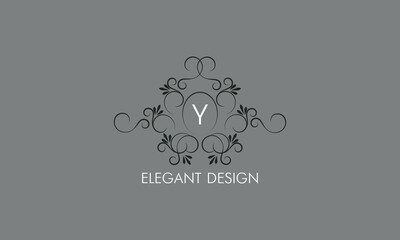 Sophisticated monogram design with calligraphic elegant line art logo design. Letter Y. Business sign for royalty, boutique, cafe, hotel, restaurant, jewelry.