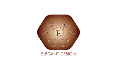 Exquisite monogram design with the initial E. Emblem logo restaurant, boutique, jewelry, business.