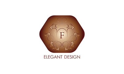 Exquisite monogram design with the initial F. Emblem logo restaurant, boutique, jewelry, business.
