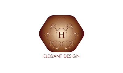 Exquisite monogram design with the initial H. Emblem logo restaurant, boutique, jewelry, business.