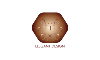 Exquisite monogram design with the initial J. Emblem logo restaurant, boutique, jewelry, business.