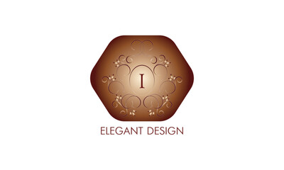 Exquisite monogram design with the initial I. Emblem logo restaurant, boutique, jewelry, business.