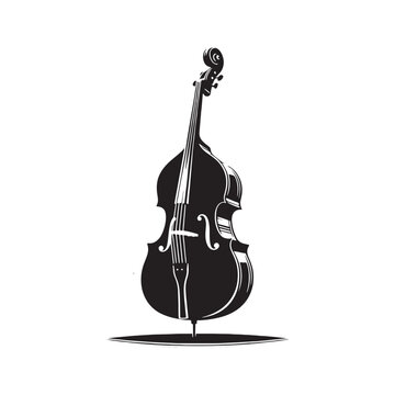 recommend clip art: Harmonious Creation: Detailed Double Bass Silhouette Illustration, Accompanied by Minimal Vector Rendering, Double Bass Illustration - Minimallest Double Bass Vector