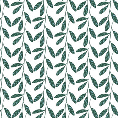 Seamless flowewrs and leaves pattern. Vector illustration