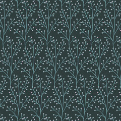 Seamless flowewrs and leaves pattern. Vector illustration