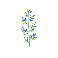 Green curved sprout with silhouette leaf. Icon Isolated on white.