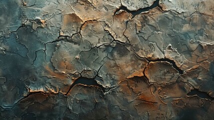 Cracks and fissures emerge as layers of paint dry, adding character and depth to the textured surface.