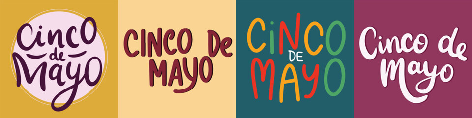Cinco de Mayo collection of text banner. Hand drawn vector art.