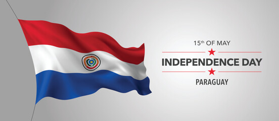 Paraguay happy independence day greeting card, banner with template text vector illustration