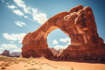 Awe-inspiring view of a natural arch formation against a clear sky