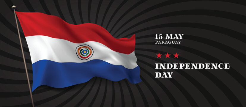 Paraguay independence day vector banner, greeting card.