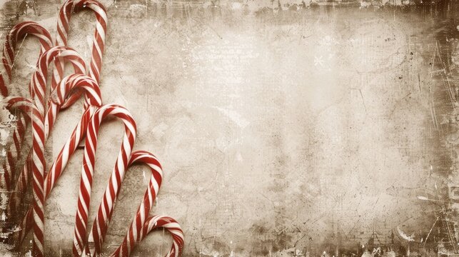 Add a touch of nostalgia to your holiday images with a border of classic candy canes against a vintage sepia backdrop.