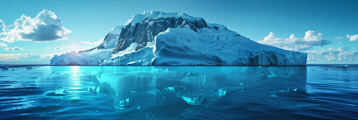 Antarctic iceberg floating in the ocean.