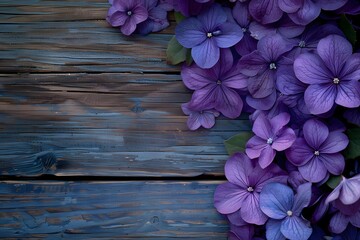 purple flowers on a old wooden background