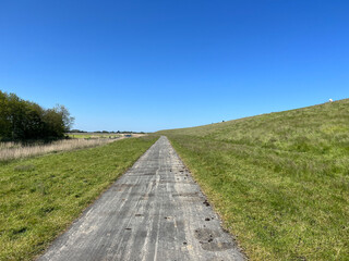 Bicycle path at the dyke around Wierum