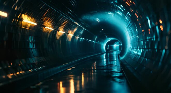 Virtual Private Network tunnel, vibrant color passage protecting data,