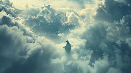 Jesus Cristo nas nuvens  - obrazy, fototapety, plakaty