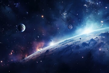 Starry Space wallpaper. Astronaut fiction art. Generate Ai