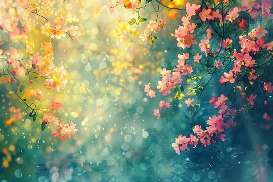 Spring floral background illustrations