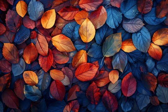 An autumm color leaves textured background 