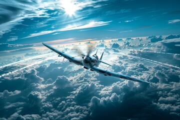 WW2 airplane in middle flight