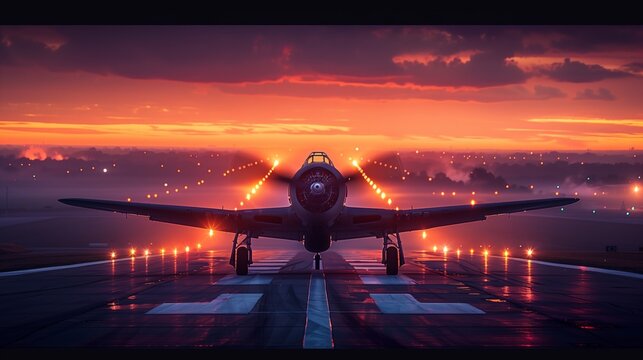 WW2 plane taking off  towards the battle