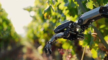 A robotic pruning system, showcasing the technology's ability to improve crop health and reduce labor costs, - obrazy, fototapety, plakaty