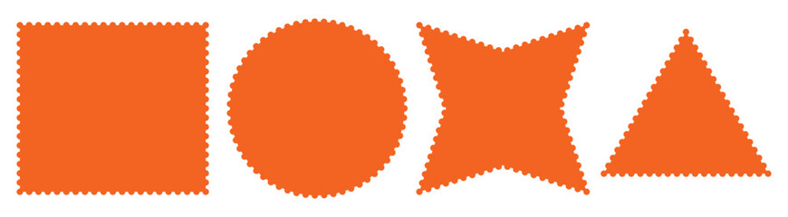 Retro design elements scalloped frames. Scalloped edge rectangle, star, ellipse, circle and square shapes