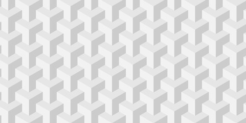 Abstract cubes geometric tile and mosaic wall or grid backdrop hexagon technology wallpaper background. white and gray geometric block cube structure backdrop grid triangle texture vintage design.