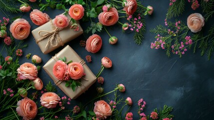 Gift boxes adorned with flowers