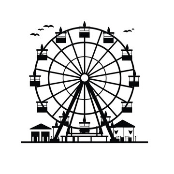 recommend clip art: ferris wheel fair entertainment round attraction fun vector isolated illustration