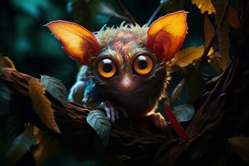 Small-sized Spectral tarsier animal. Cute tropical mammal. Generate Ai