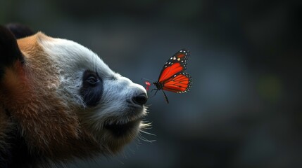 panda and butterfly
Concept: wildlife conservation, zoo and environmental organizations. - obrazy, fototapety, plakaty