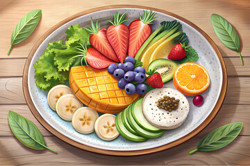 Healthy food on a plate isolated