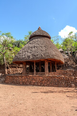 Fototapeta na wymiar Ethiopia, traditional house with typical roof in the Konso village Mechelo.