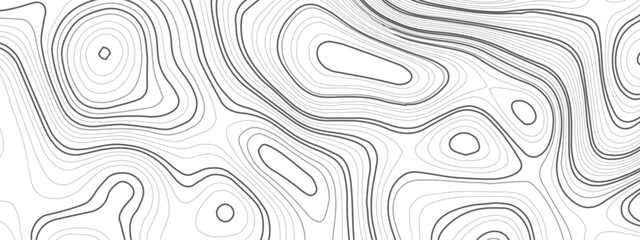 Abstract wavy topographic map. Abstract wavy and curved lines background. Abstract geometric topographic contour map background. Vector illustration. - obrazy, fototapety, plakaty