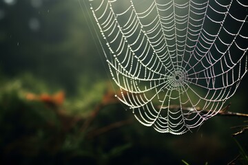 Sticky Spider poison web. Animal fear scary insect pattern. Generate Ai - obrazy, fototapety, plakaty