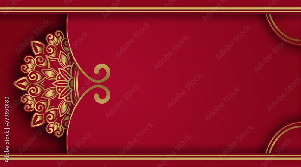 Wall mural Red luxury background with mandala ornament