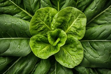 Fototapeta na wymiar Fresh Spinach leaf top view. Organic vegetable food health nature. Generate Ai