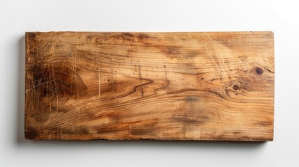 Empty wooden board isolated on white, perfect mockup for creative design projects.