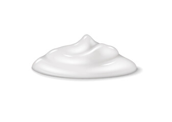 Realistic 3D smear of white cream on an isolated white background. Vector illustration isolated cosmetics smooth drop moisturizer for body or facial moisturing on gray background