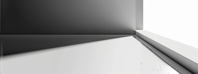 A black and white background with a gradient leading to a clean white space in the corner.