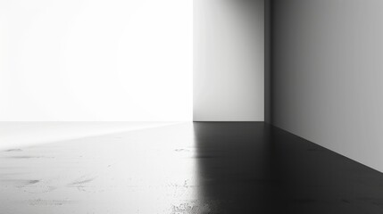 A black and white background with a gradient leading to a clean white space in the corner. - obrazy, fototapety, plakaty