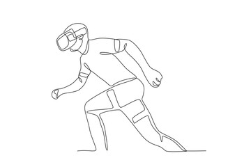Running athlete who is training using vr glasses.Future athletes one-line drawing