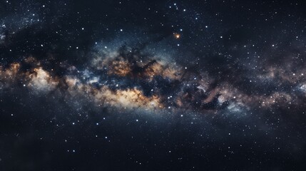 Against a backdrop of velvety darkness, the Milky Way stretches across the heavens, its celestial glow illuminating the landscape below. - obrazy, fototapety, plakaty