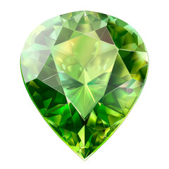 A green peridot gem. Isolated on transparent background.