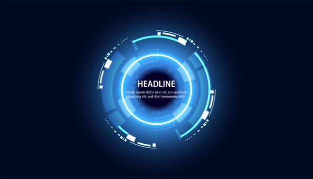 Beautiful blue digital circle on a technology background. Copy space for adding headlines.