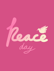 The world peace day with round text background for banner, cover and publication.