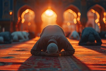 Man performing Namaz in the Mosque.