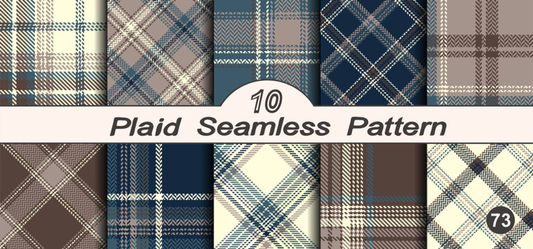 Set seamless vector check plaid colored pattern.